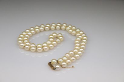 null Necklace composed of 72 cultured pearls. The clasp and the safety chain in 18k...