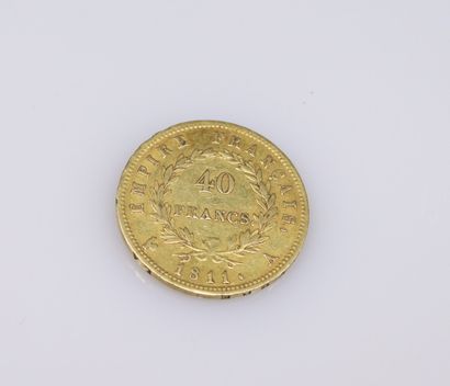 Pièce en or de 40 Francs Napoléon tête laurée...