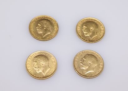 Lot of 4 gold George V sovereigns (1911;...
