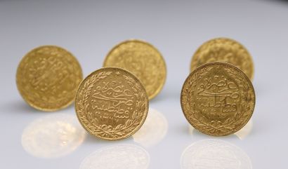 OTTOMAN EMPIRE - TURKEY
Five gold coins 100...