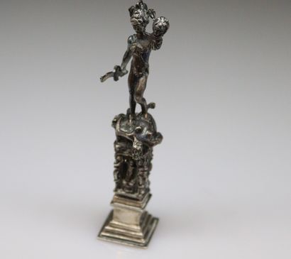 null Silver-plated metal seal, representing Perseus holding the head of Medusa, after...