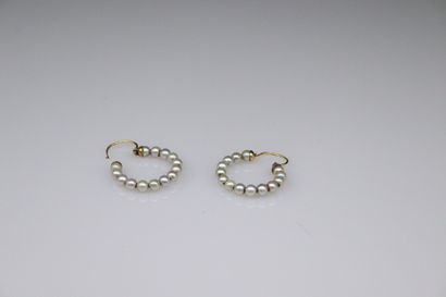 null Pair of 18k (750) yellow gold earrings and fantasy pearls. 
Gross weight : 4.29...