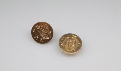 null Pair of cufflinks in 18k (750) yellow gold, numbered CP, interlaced.
Weight...
