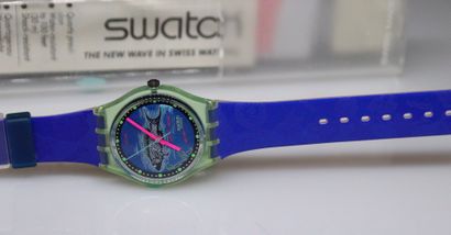 null SWATCH 
"Fishes fishes" GG116 - 1992
Plastic wristwatch, round case in green...
