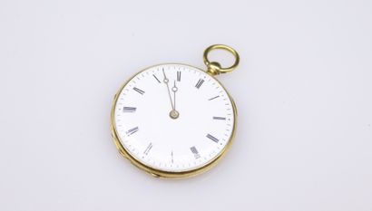 null Neck watch in 18k (750) yellow gold, white enamel dial, Roman numerals. The...