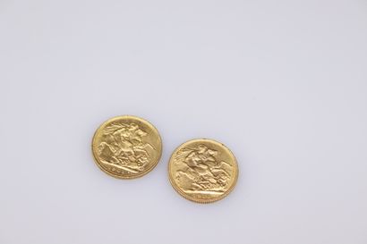 null Lot composed of two gold sovereigns Edward VII (1910 London) and Victoria (1901...