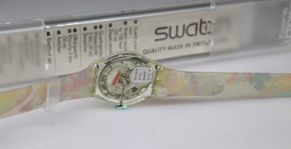 null SWATCH
"Tin toy" GK155 - 1993 
Plastic wristwatch, round resin case, blue dial...