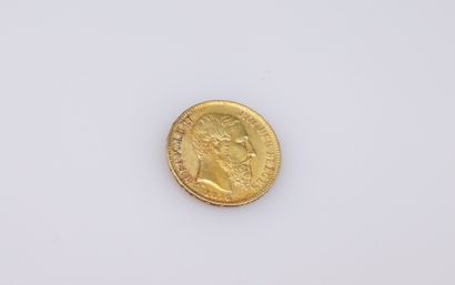 null Gold coin of 20 Francs Leopold III (1870).
Weight : 6.4 g.