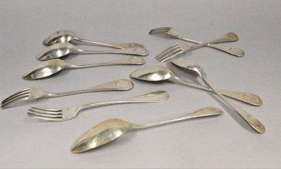 null QUITTE Prudent
Suite of ten silver cutlery (Minerve), uniplat model: six soup...