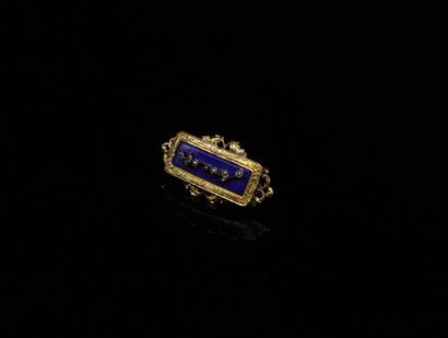null Rectangular brooch in 18k (750) yellow gold, a flowering branch composed of...