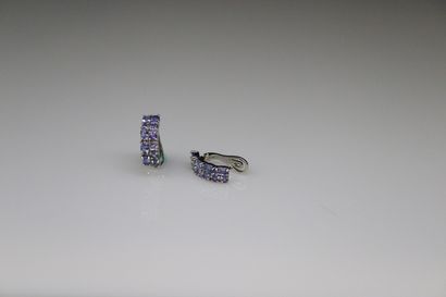 null Pair of 925° silver sleepers paved with tanzanites of various sizes. 

Gross...