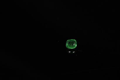 null Cushion tsavorite garnet on paper. 
Weight : 1.32 ct.