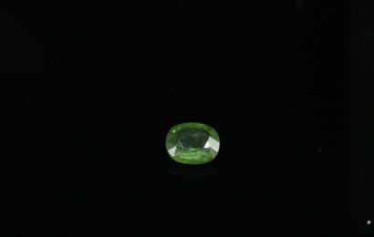 Oval blue-green sapphire on paper. 
Weight...