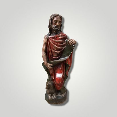 null Sculpture en ronde bosse en bois polychrome représentant Jésus.
Travail du XIXe...