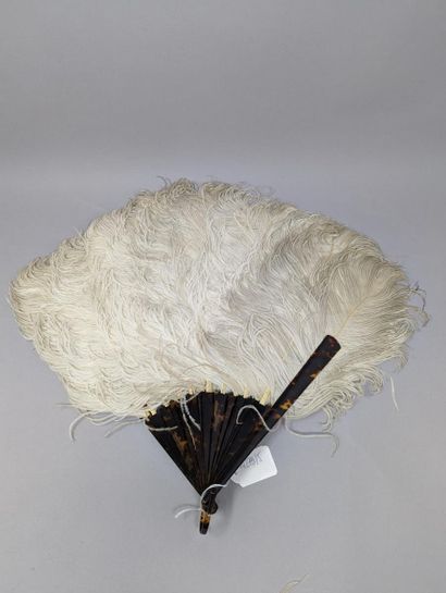 null Ostrich feather and tortoise shell fan. 
China or Vietnam around 1900.
Height...