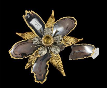 null LOHE Yves, in the style of 
Candlestick representing a flower in gilded and...