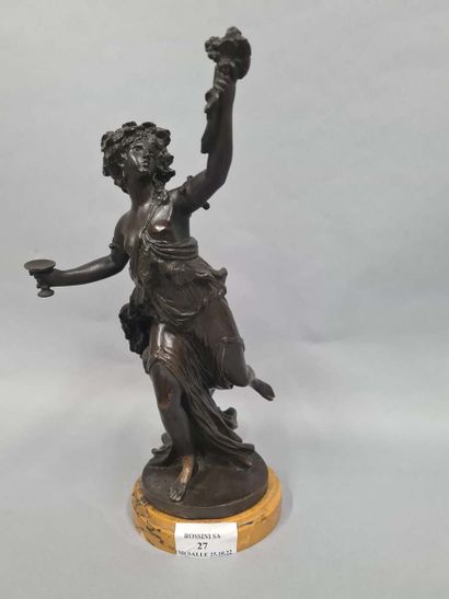 null MARIN Joseph Charles, 1759-1834,
Bacchante,
bronze à patine brune foncée sur...