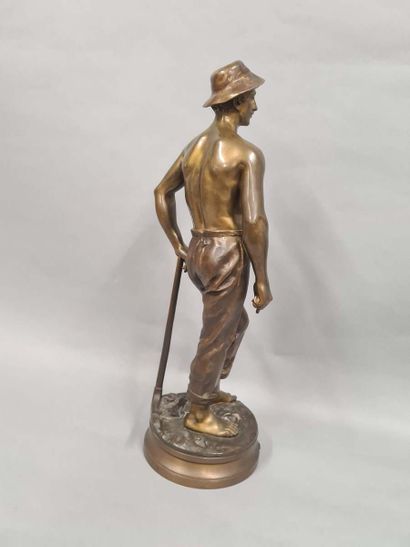 null GAUDEZ Adrien, 1845-1902,
The miner,
bronze with brown and golden patina (some...
