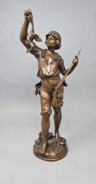 null GAUDEZ Adrien, 1845-1902,
The miner,
bronze with brown and golden patina (some...