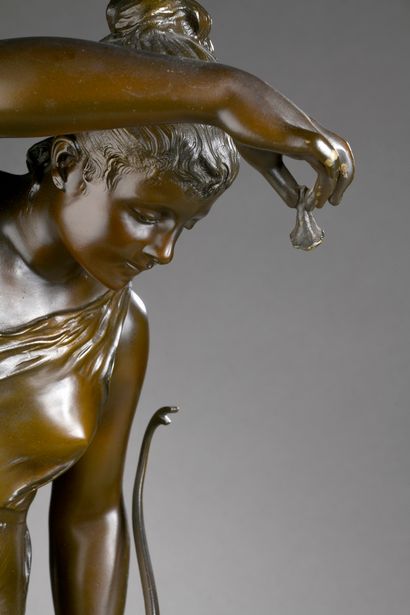 null SIGNORET-LEDIEU Lucie, 1858-1904
Nymph of Diana
brown patina bronze on a white-veined...