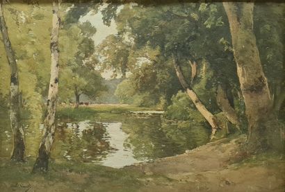 null LECOMTE Paul, 1842-1920
Mare en forêt
huile sur toile (projections blanches)
signée...