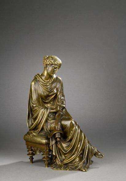 null DEVAULX François Théodore, after
Jeune femme grecque au tabouret
bronze with...