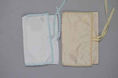 null CHRISTIAN DIOR 
Circa 1970 

Set of two lingerie bags, one white and one cream....