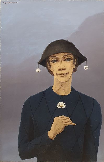 null SOTERAS Georges (1917-1990)
Poet with a daisy 
Oil on canvas signed in the upper...