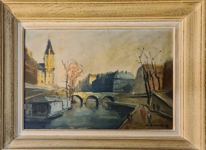 null DUCUING Lucien (1896-1958)
Le pont au Change,
huile sur toile, signée en bas...