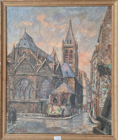 null LAVAL Fernand, 1886/95-1966,
Église Saint Séverin, Paris, 
huile sur toile (traces...