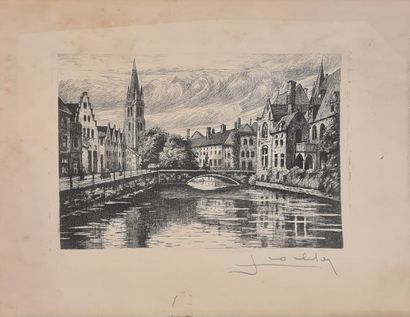 CHABRIDON Jean-Joseph (XIX-XX)
Bruges : Bridge...