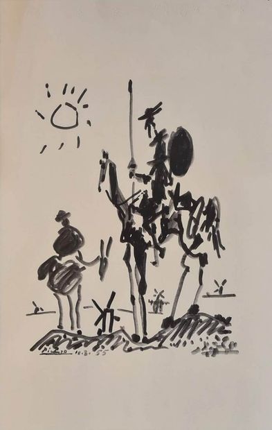 null PICASSO Pablo, d'après
Don Quichotte 
Lithographie signée et datée 10.3.1955...
