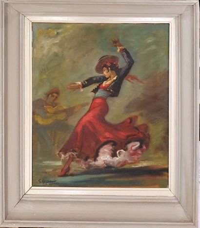 null REGNAULT Georges (1898-1979) 
Danseuse de Flamenco, 
Huile sur toile sugnée...