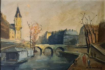 null DUCUING Lucien (1896-1958)
Le pont au Change,
huile sur toile, signée en bas...