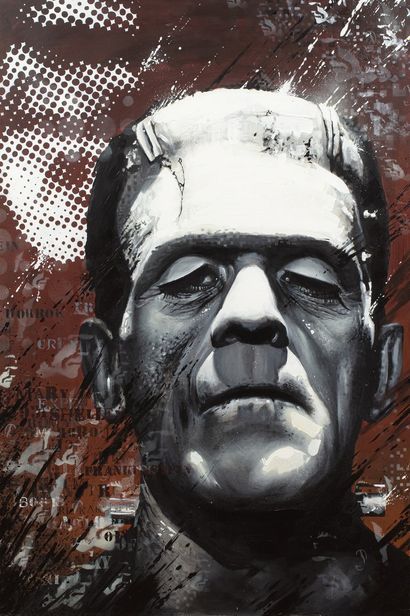 null DIMITRI H. K. STUDIO, XXe siècle
Frankenstein
peinture sur toile, non signée
195x130...