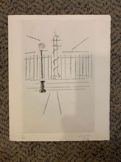 null COTTON Shane, born 1964,
Streetlight in front of a park gate, 1964,
drypoint...