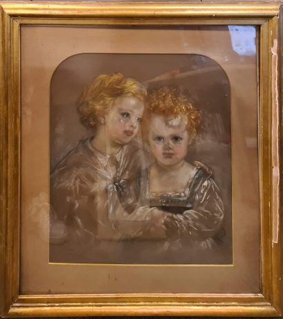 null GRISPINI Filippo (XIX)
Deux fillettes, Londres, 1870
pastel sur papier gris,...