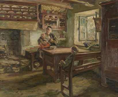 null ARTHUR-MIDY, 1887-1944,
Intérieur de ferme à Saint Fiacre,
huile sur toile,...