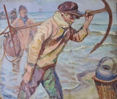 null GRIOIS Georges (1872-1944)
Pêcheurs à l'ancre
Huile sur panneau, signé en bas...