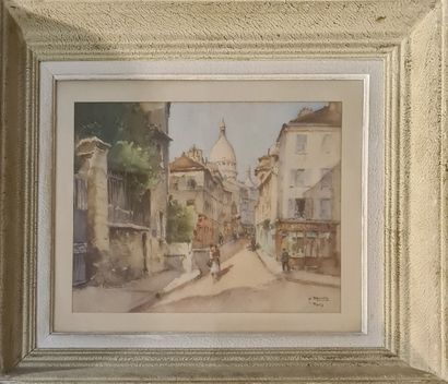 null BOUVRIE Henry (1896-?)
Rue de Montmartre, Paris
Watercolor on paper, signed...