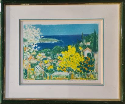 null COTTAVOZ André (1922-2012)
Bord de mer à l'arbre jaune, 89 
Lithographie, signée...