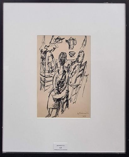 null SINGIER Gustave, 1909-1984,
Figures dans un intérieur, 1944,
plume et encre...