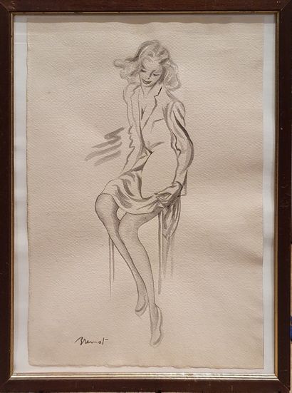 null BRENOT Pierre Laurent (1913-1998) 
Pin up
Ink signed lower left 
slight insolation...