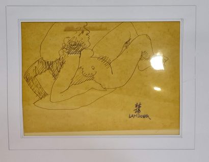 null LAM-DONG (1920-1987) 
Etudes de nus et de personnges
Sept dessins à l'encre...