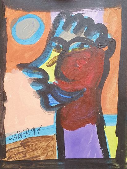 null JABER (né en 1938)
personnage à la lune, 91
peinture sur papier, signé et daté...