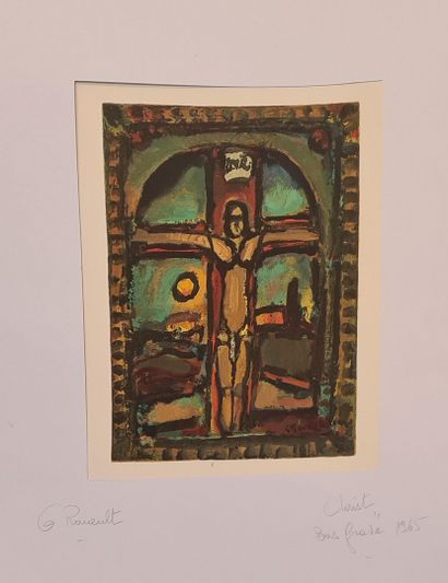 null ROUAULT Georges, after 
The Christ.
Aquatint in colors signed lower right in...