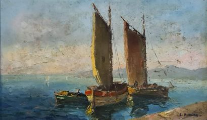 null DUCUING Lucien (1896-1958)
Retour de la pêche,
huile sur toile, signée en bas...