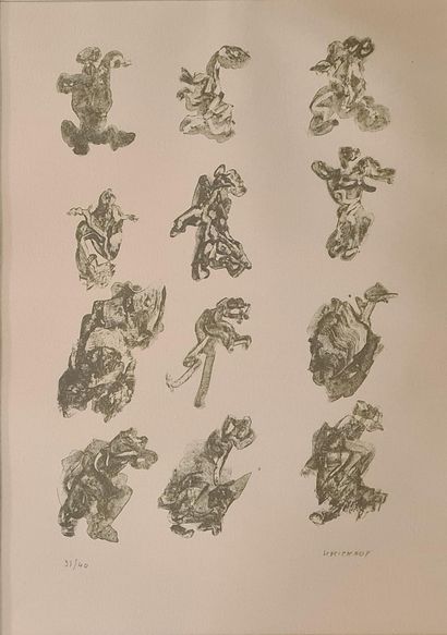 null MICHAUX Henri (1899-1984)
Sans titre 
Lithographie, signée en bas à droite,...