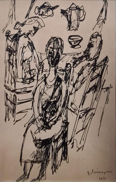 null SINGIER Gustave, 1909-1984,
Figures dans un intérieur, 1944,
plume et encre...