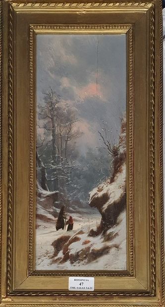 null LECOINTE Charles Joseph A. (1824-1886)
Promeneurs dans la neige, 1878
Huile...